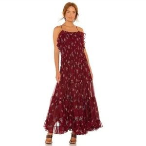 FREE PEOPLE Burgundy Floral Maxi Dress